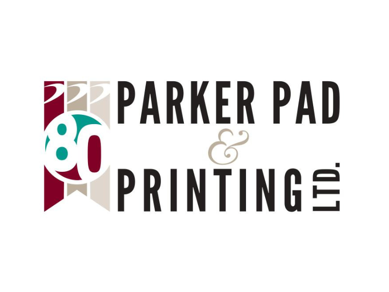 Parker Pad & Printing Ltd logo with a stylized left emblem and bold text to the right.